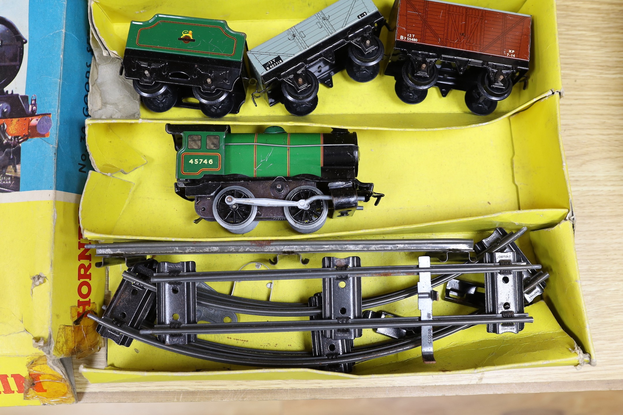 Hornby gauge 0 No. 30 goods train set, post war, boxed
